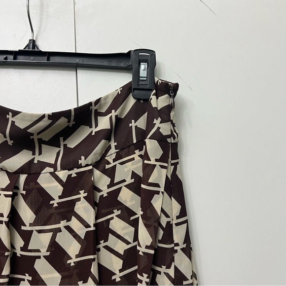 J. Crew Brown & Cream Houndstooth Pattern High-Waisted Midi Modest Skirt Sz L - Picture 7 of 12